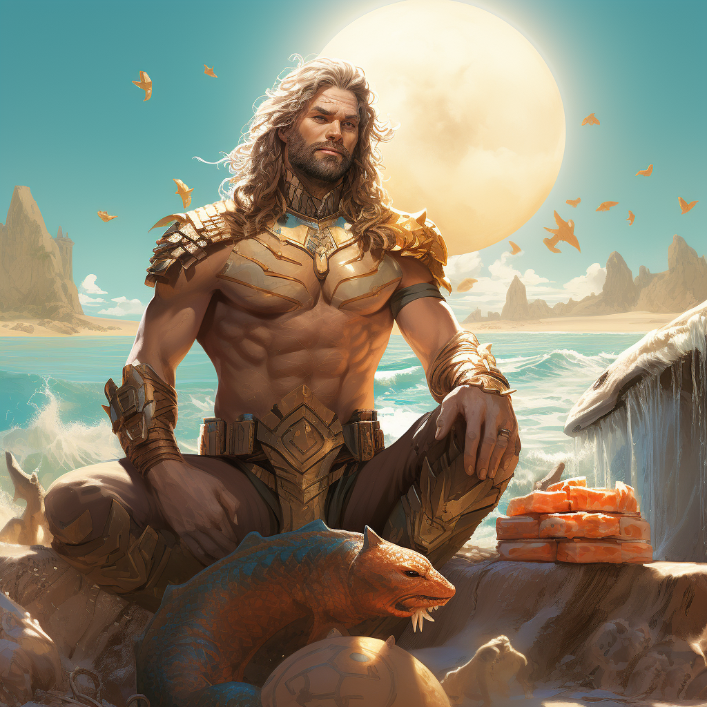 Aquaman with Rescue Donuts on Sunny Beach