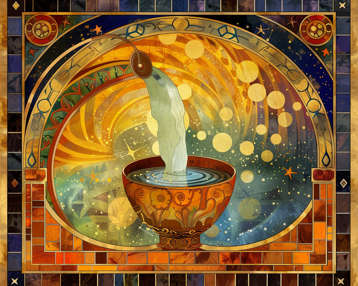 Art Nouveau Aquarius Amphora Pouring Water