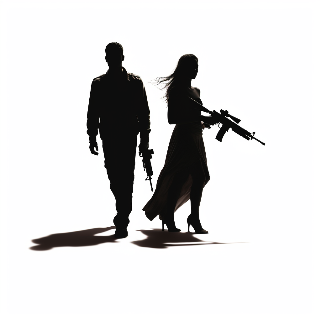 AR-15 rifle silhouette supporting woman