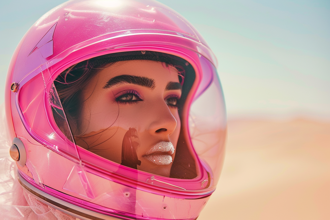 Arab girl in futuristic helmet