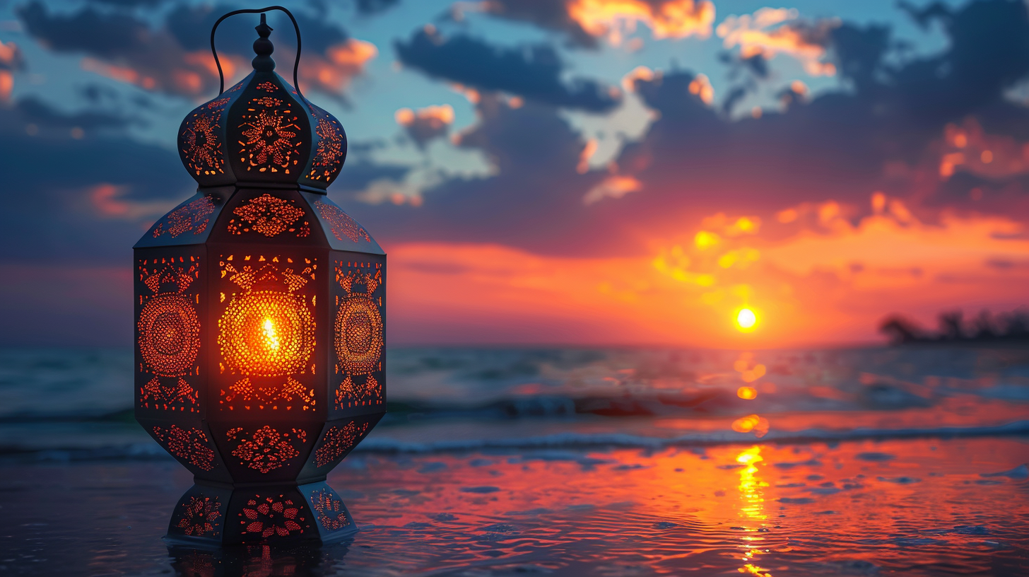 Arab Lantern Burning Candle Glow