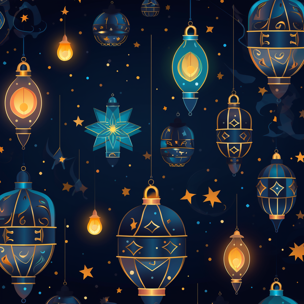 Decorative Arab Lanterns and Stars Illustration