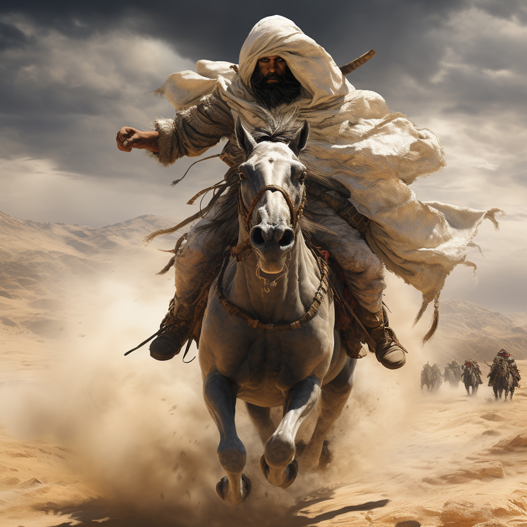 Furious Arab Muslim Warrior on Horseback