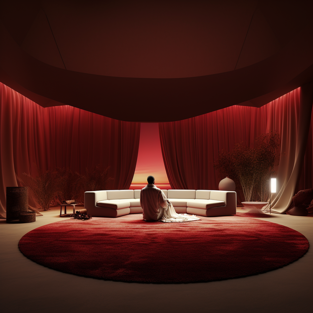 Arab man sitting in luxurious villa interior