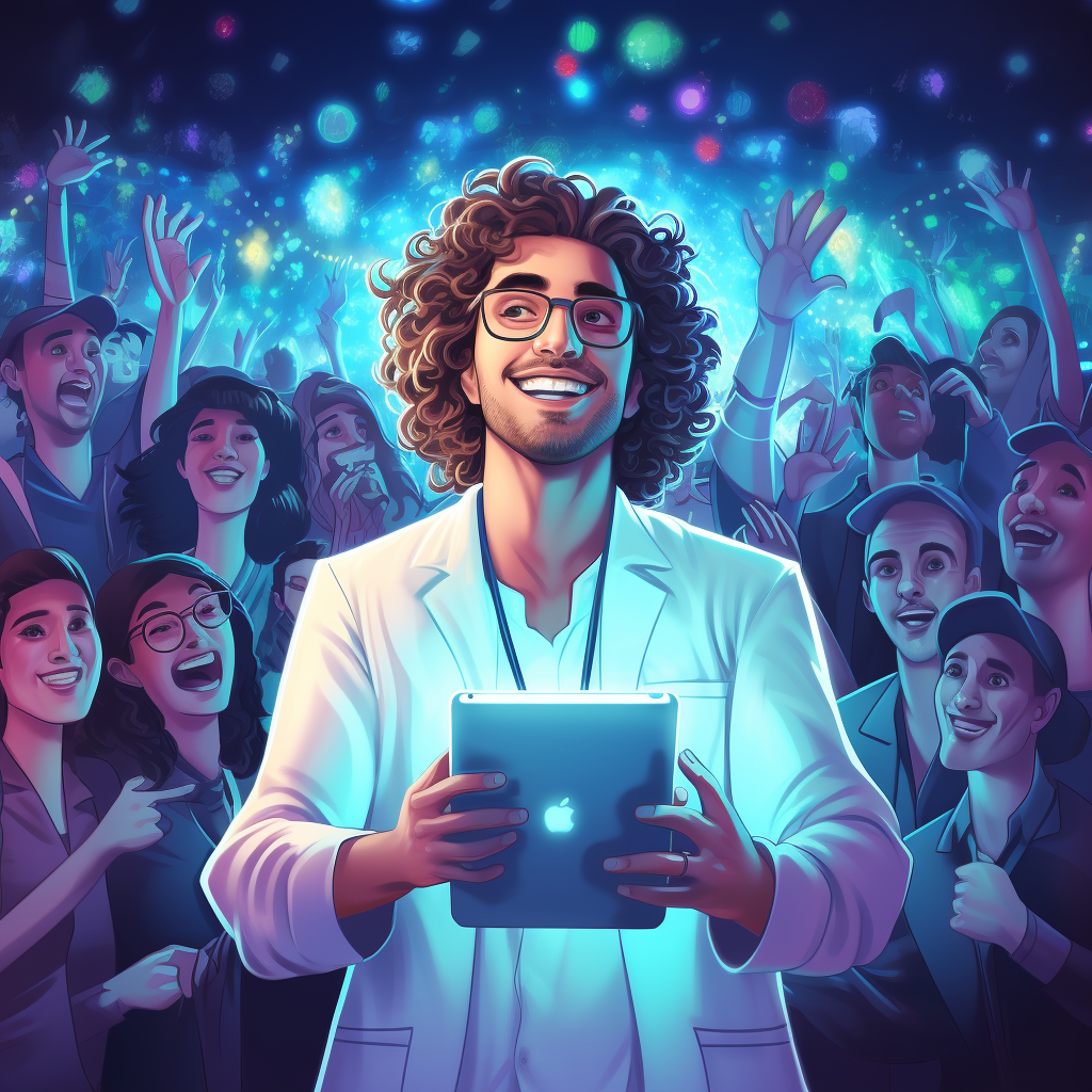 Arab surgeon in nightclub with neon lights