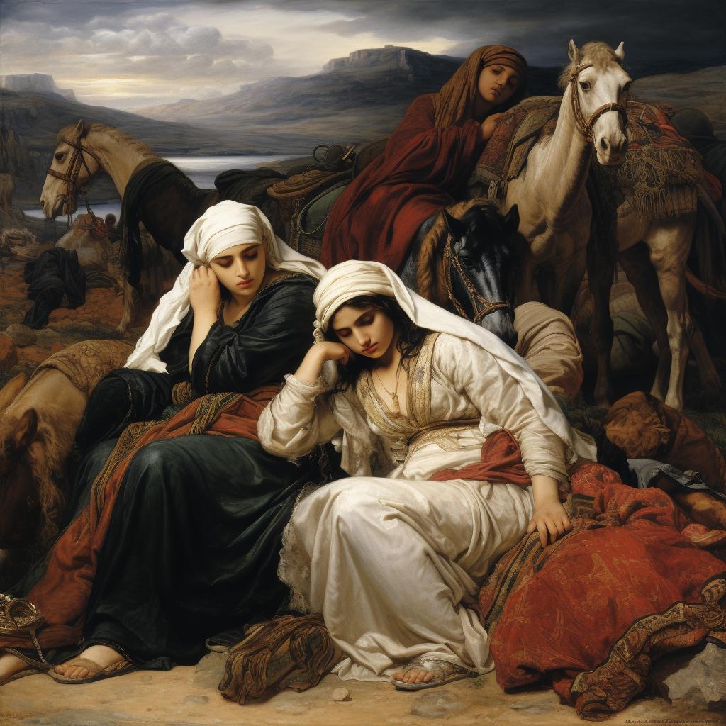 Arabian Caravan of Tired Women Barefoot painting by Anselm Feuerbach