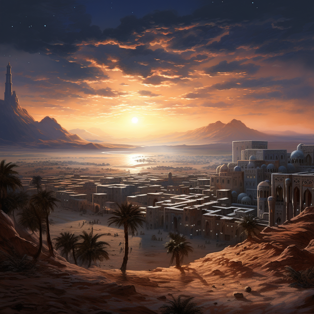 A stunning view of an Arabian city in the desert