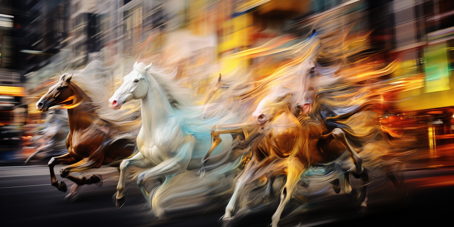 Arabian horse dancing on New York street