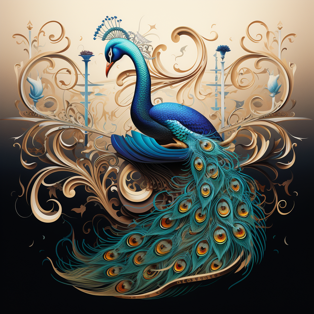 Vibrant Arabic Peacock Calligraphy Artwork