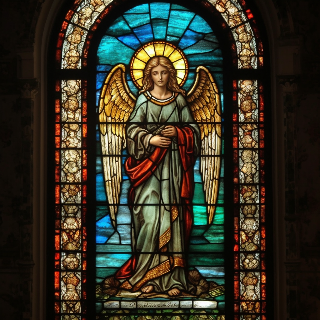 Stained glass of Arch Angel Gabriel