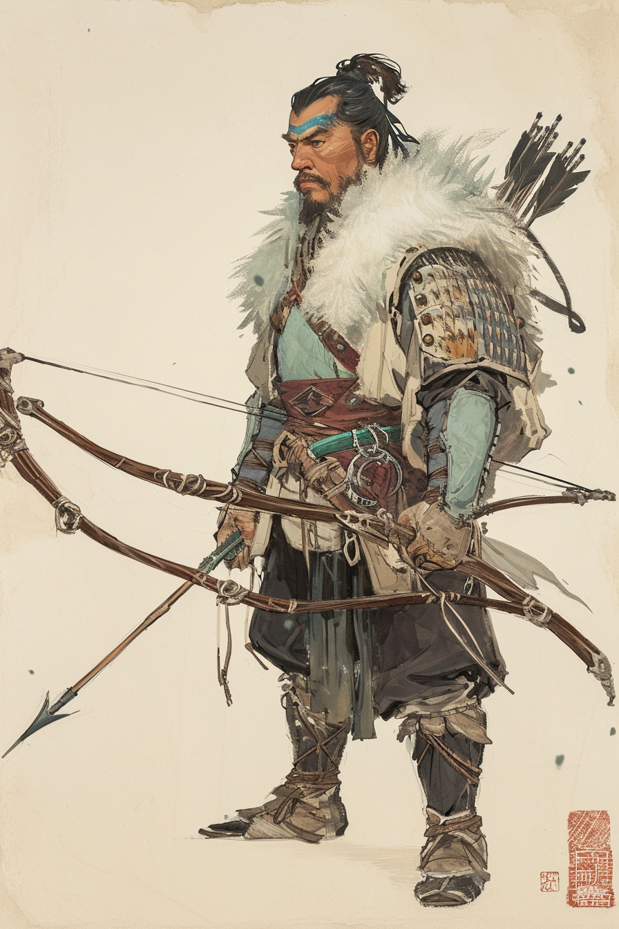 Archer warrior with bow and white fur