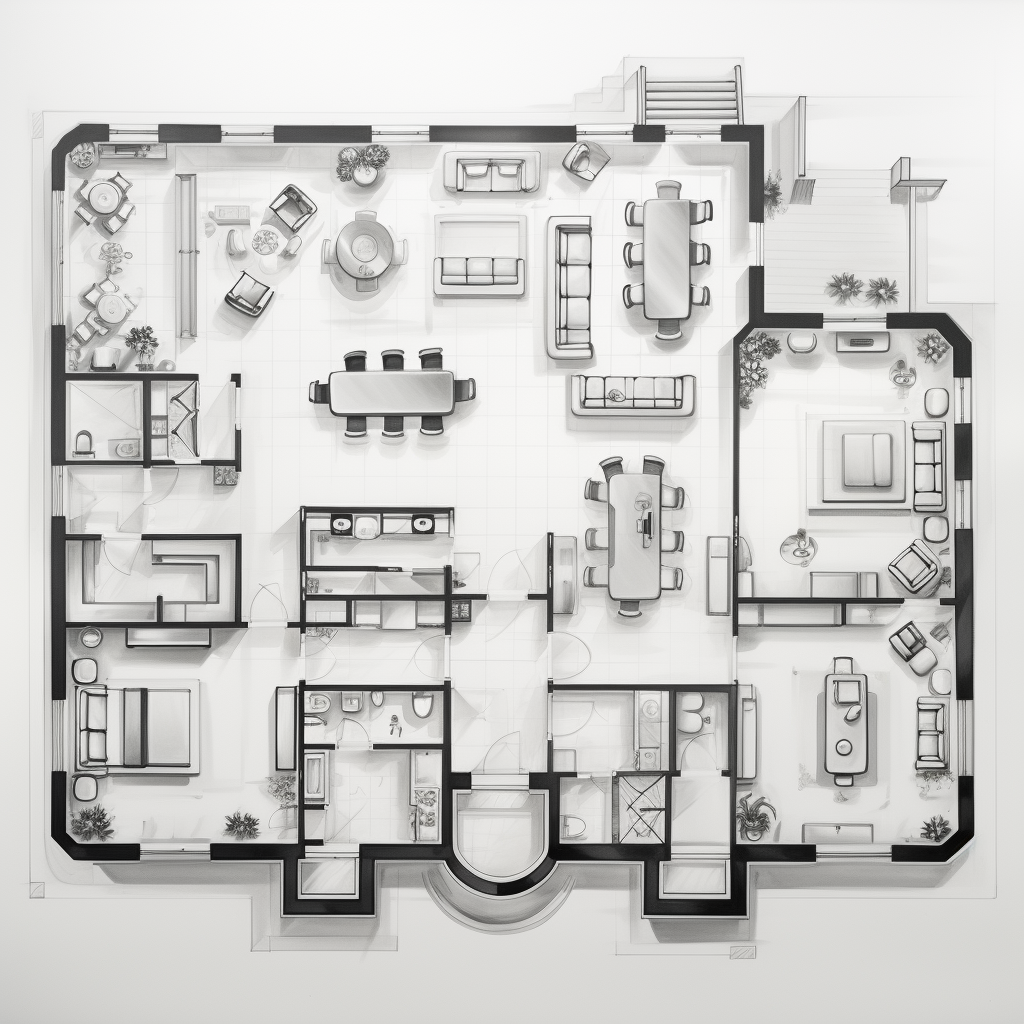 Basic and elegant architectural floor plan