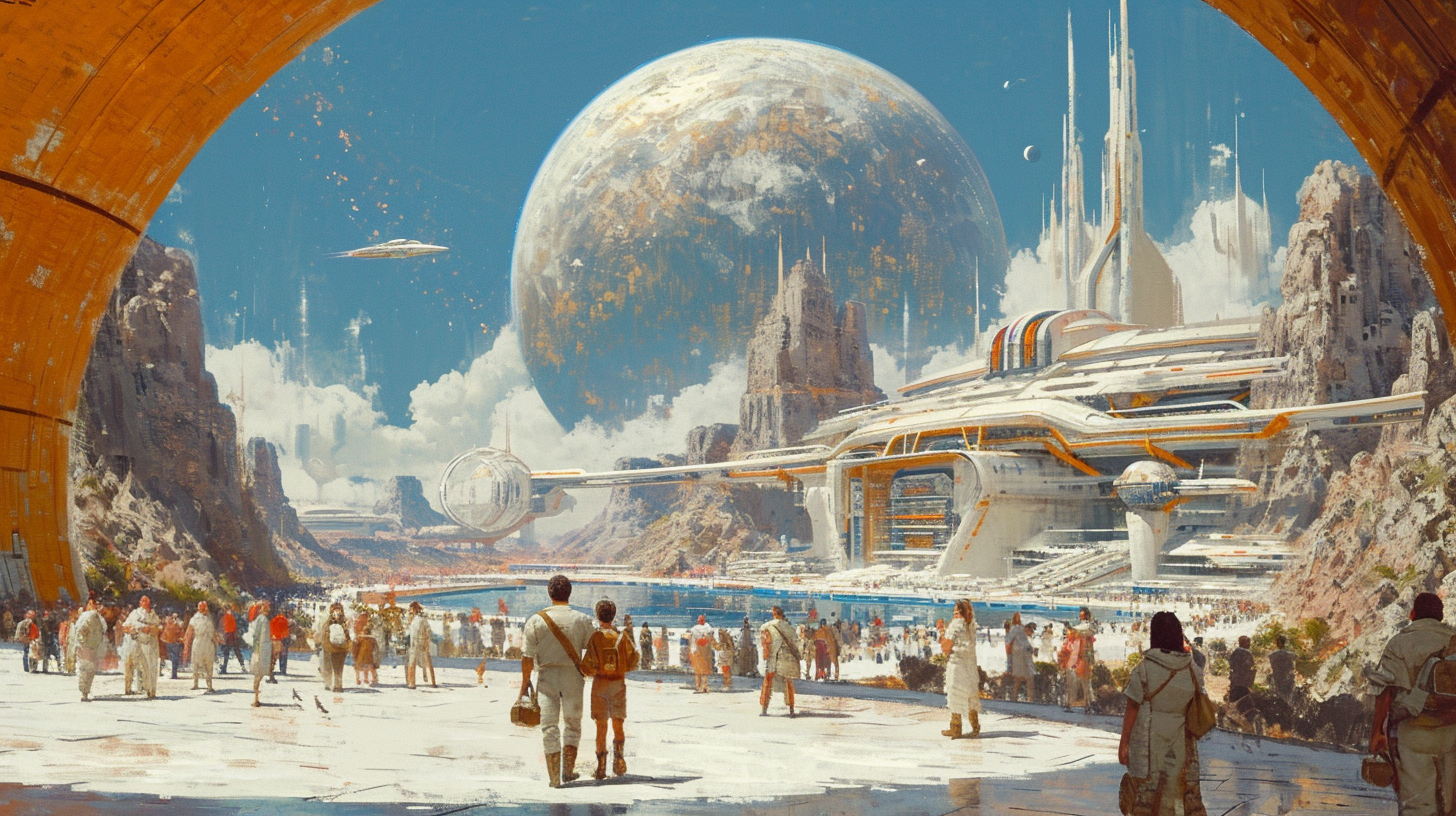 Futuristic Utopian Space Colony Painting