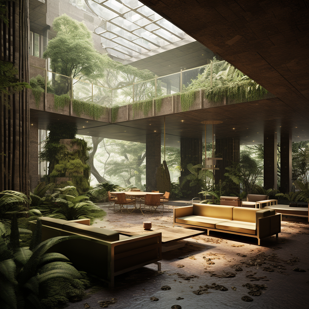 Jungle-inspired architecture interior designed by Carlo Scarpa