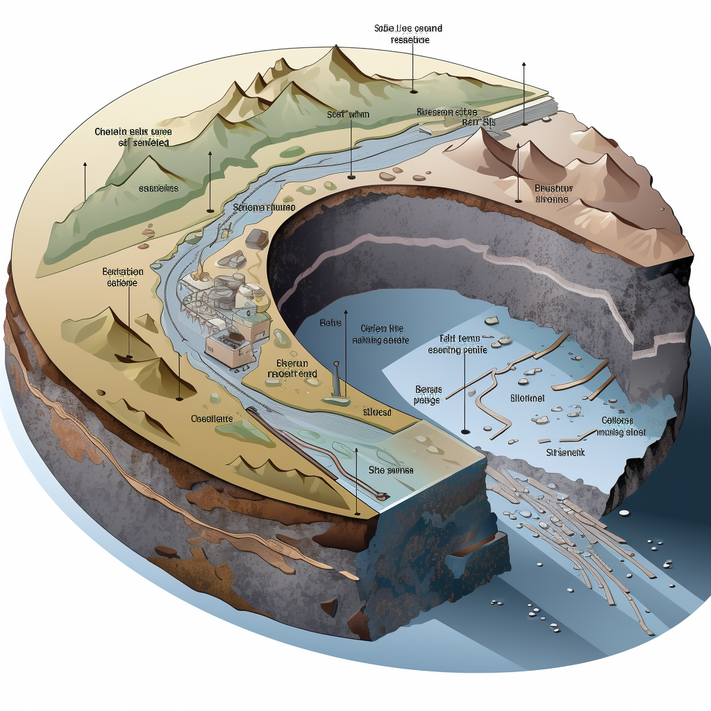 Aerial view of mineral processing area and surrounding features