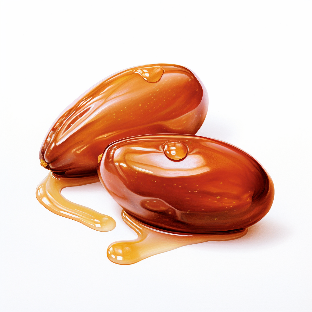 Illustration of Argan Seeds with Dripping Oil