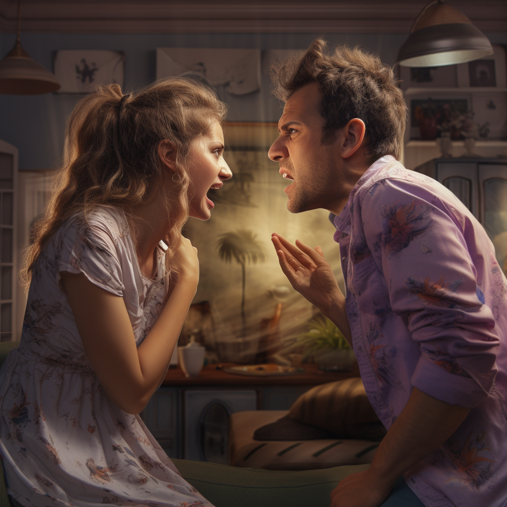 Arguing couple illustration 3D rendering