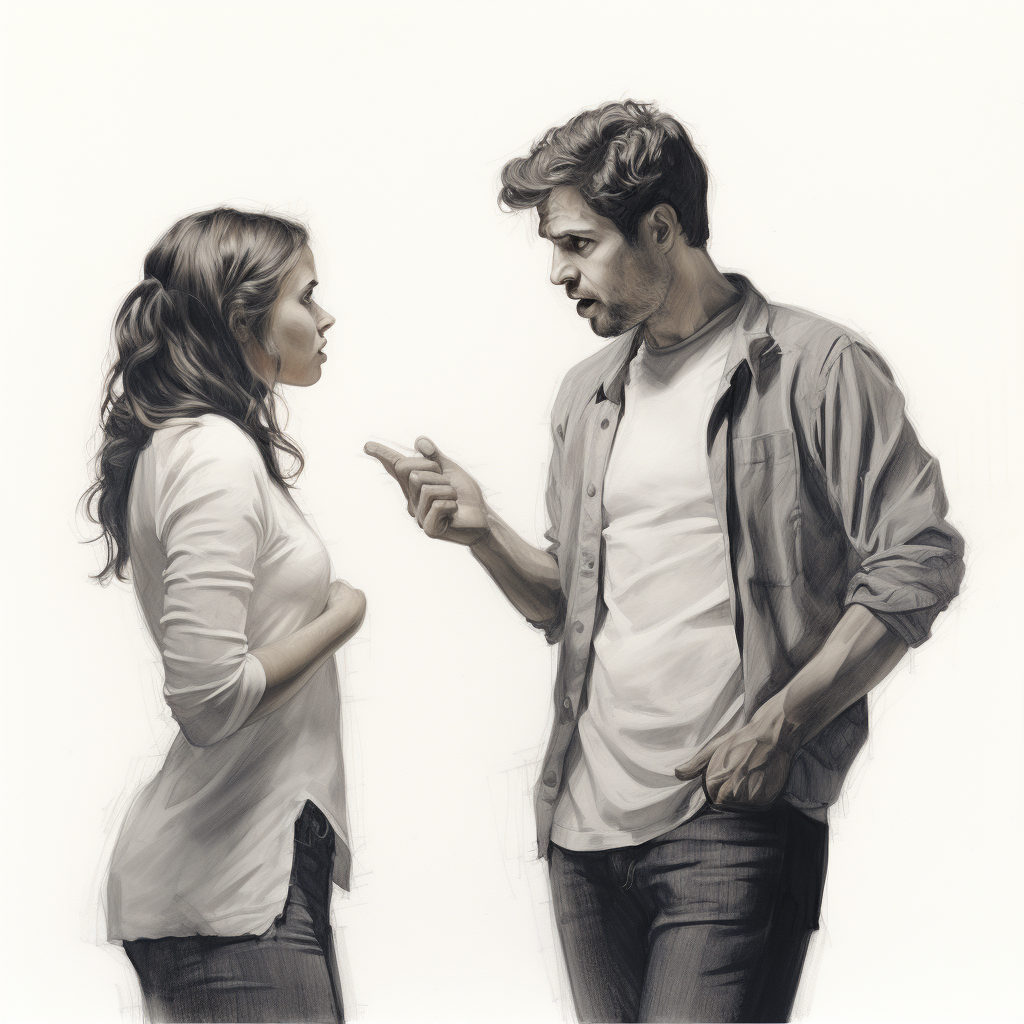 Couple arguing on white background