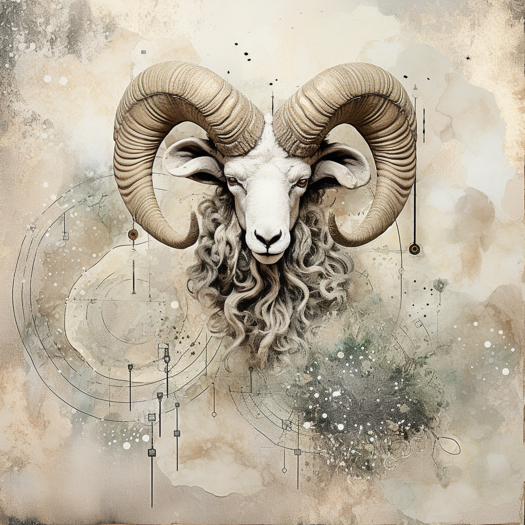 Beautifully detailed ram with celestial halo