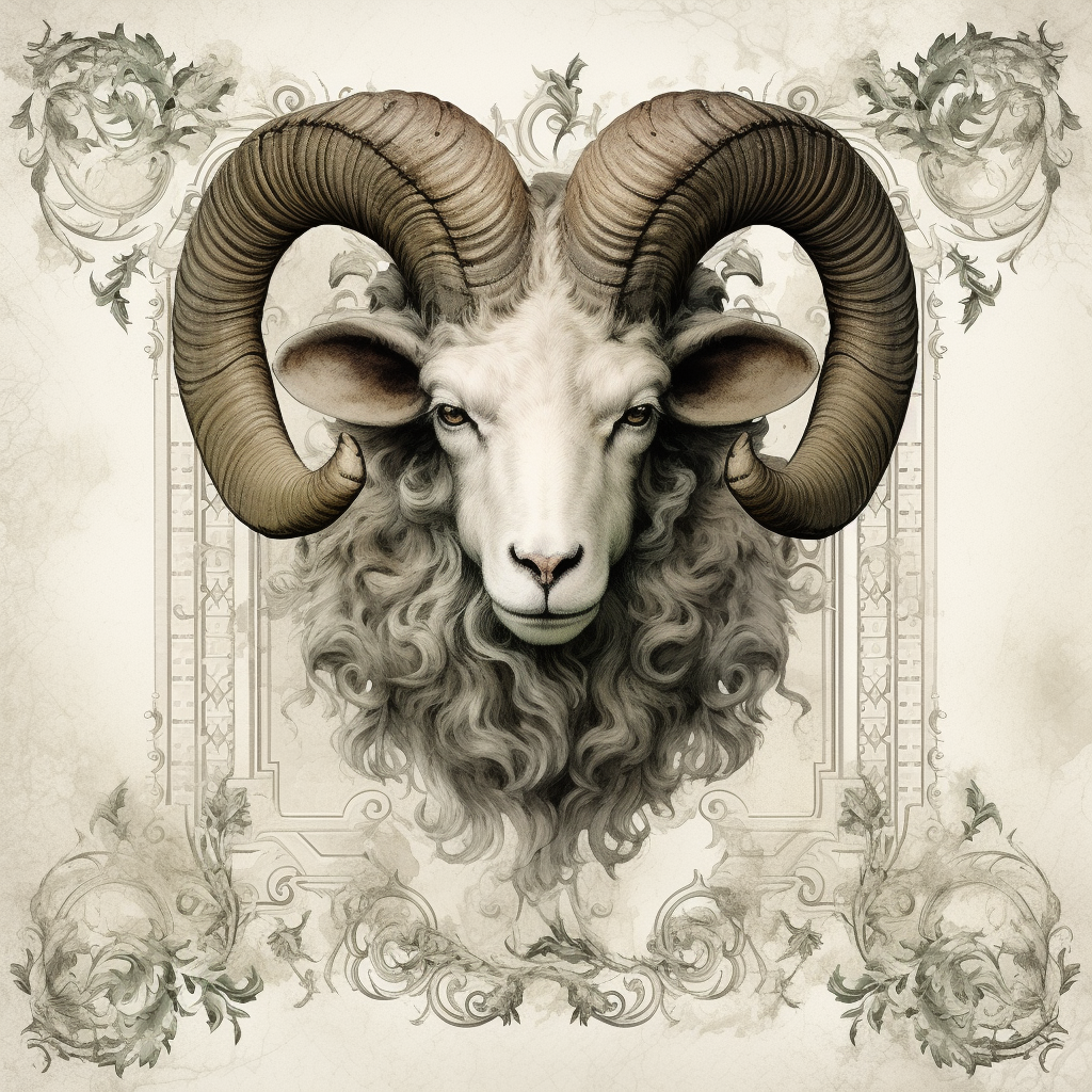 Realistic Aries Sign Scrapbooking Paper Image