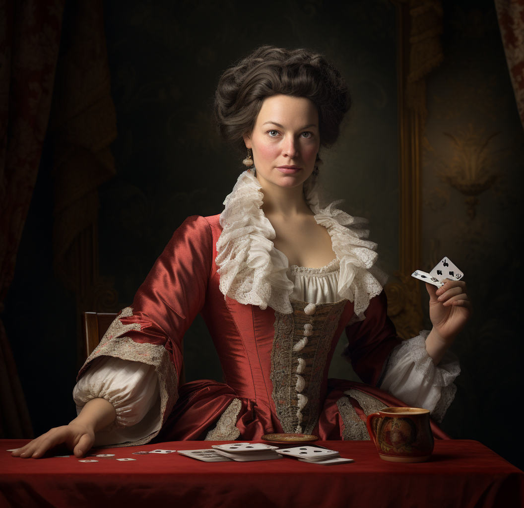 Aristocrat Lady Playing Poker in Photorealistic Portrait