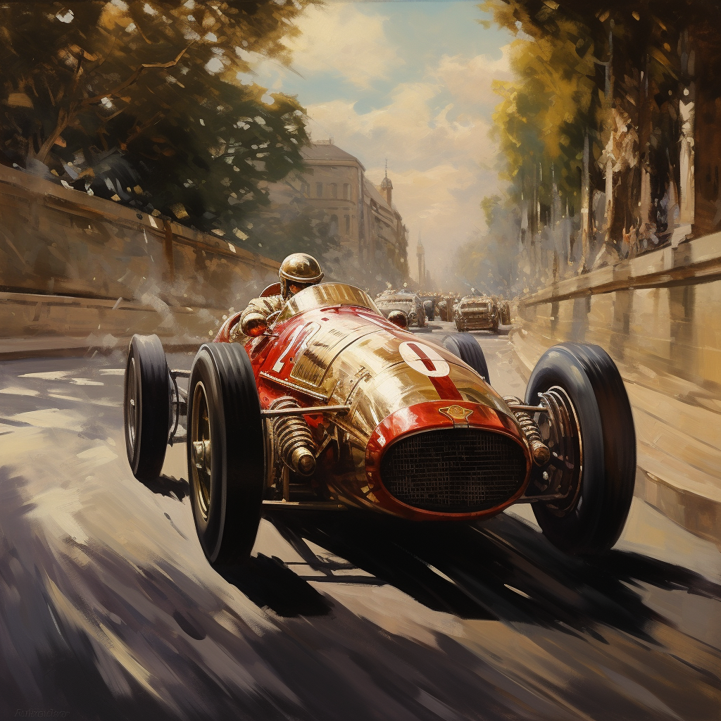 Oil Painting of Aristocrate in Formule 1