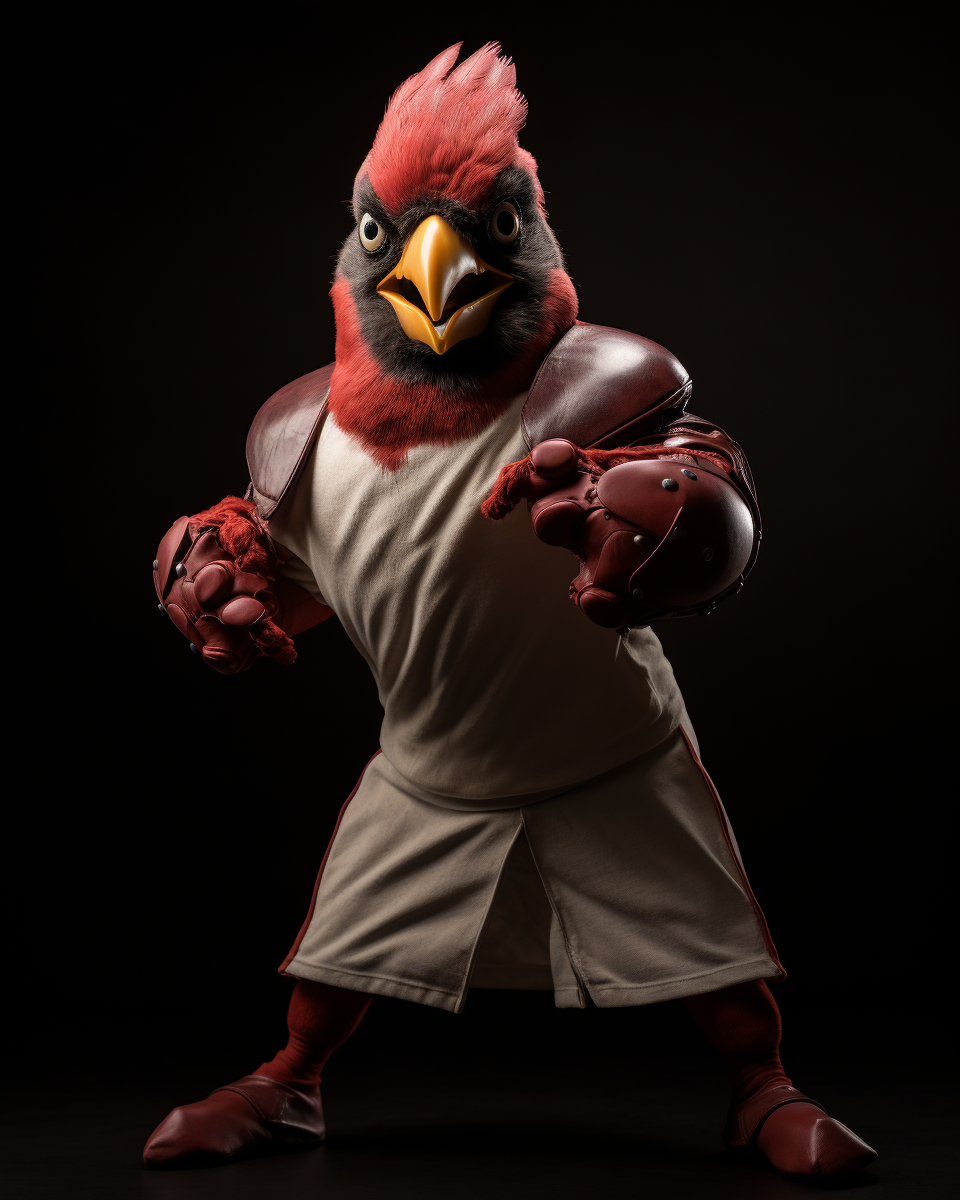 Anthropomorphic Northern Cardinal in Arizona Cardinals Football Uniform