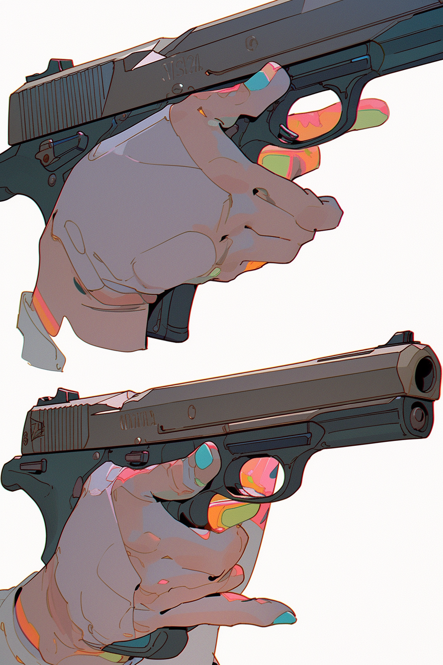 Close-up Arm Holding Handgun