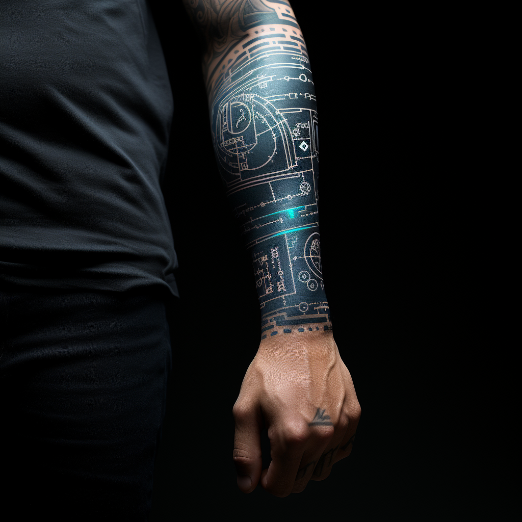 Arm Sleeve Tattoo with Technology Icons