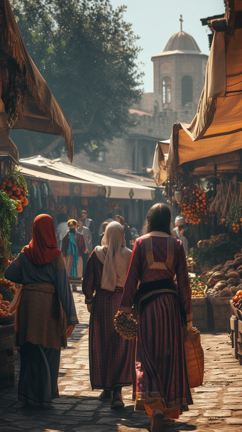 Armenian merchants in traditional clothing