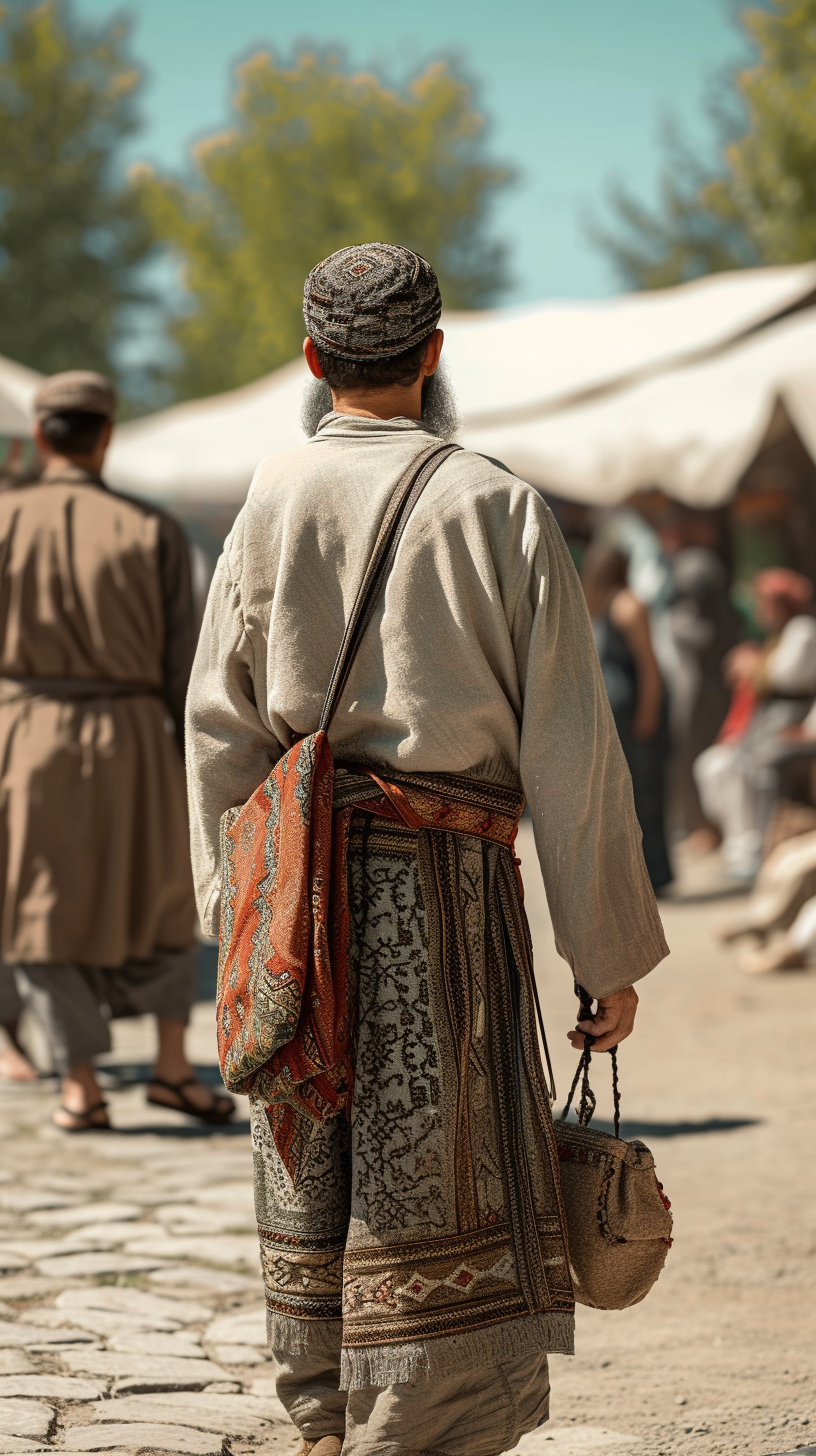 Armenian men merchants in traditional Armenian clothes