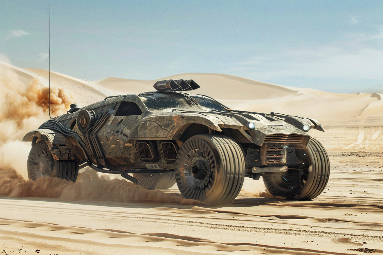 armored vehicle in desert driving