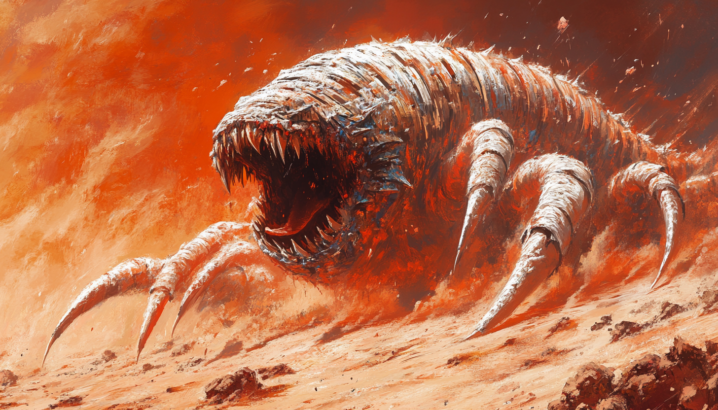 Armored worm in red desert