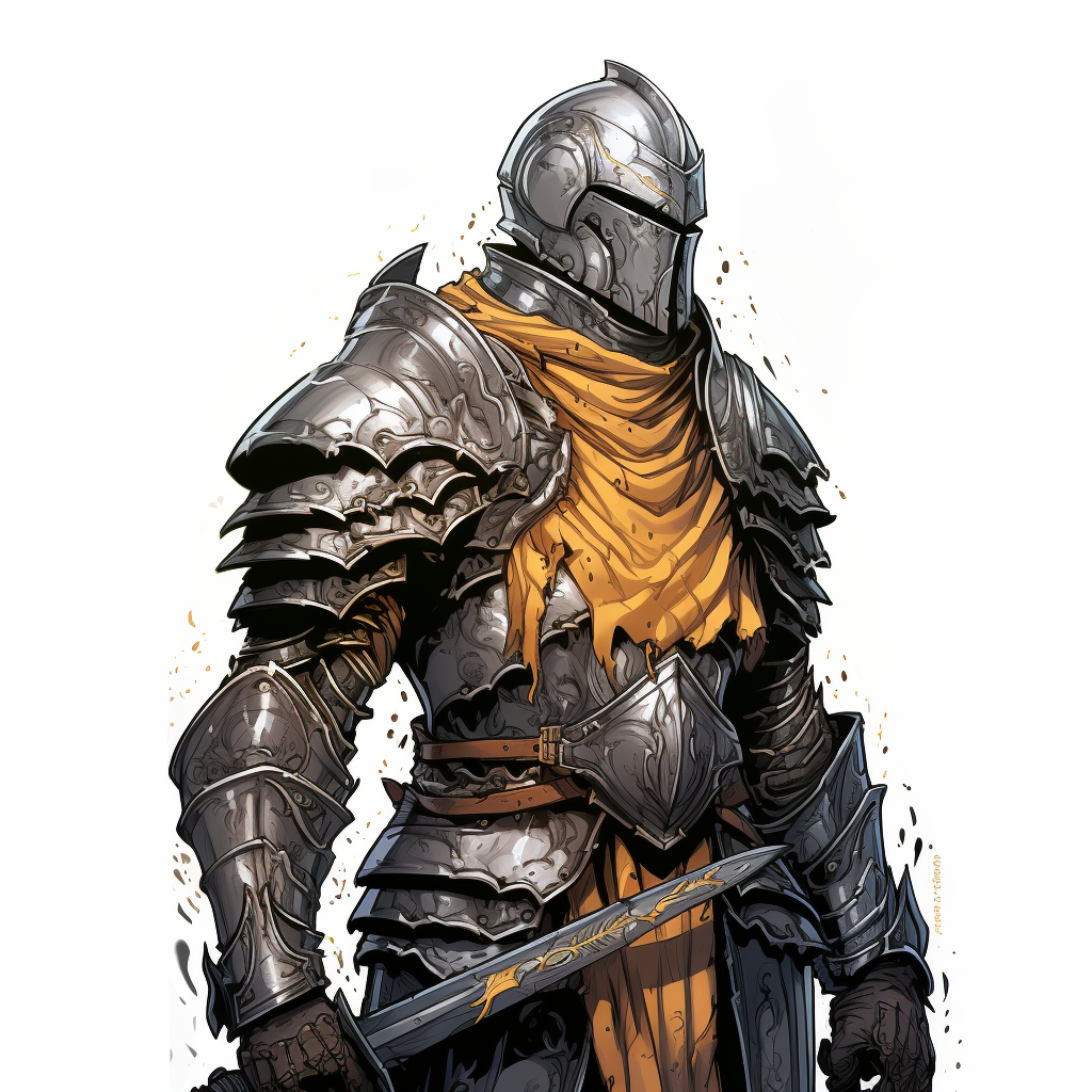 Armoured knight wields sword in fantasy art