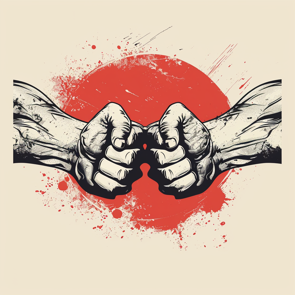 Armwrestling logo with muscular arms