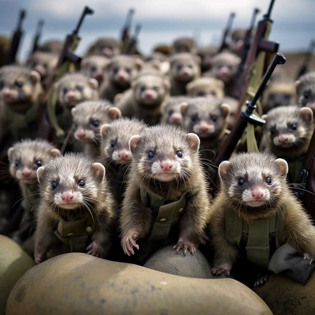 Ferrets Storming Beaches Normandy Invasion