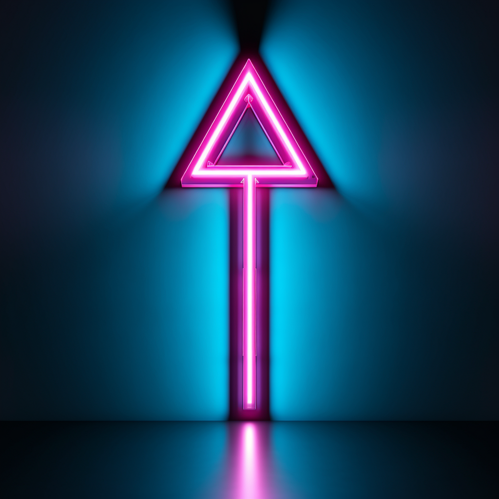 Arrow pointer in neon lights