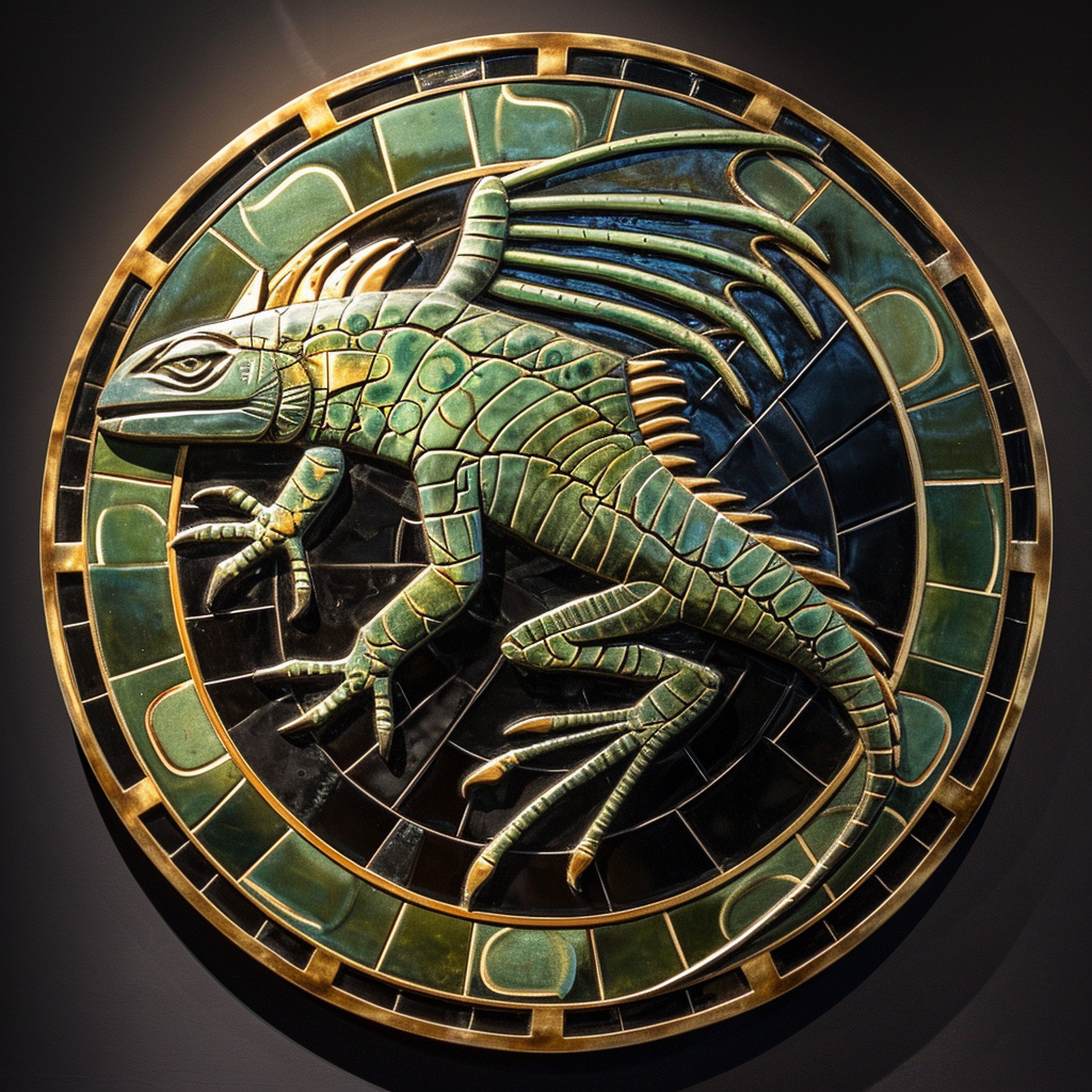 Art Deco Iguana Circular Prompt Image