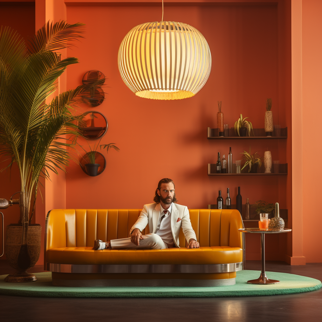 Man sitting in art deco lounge in Miami