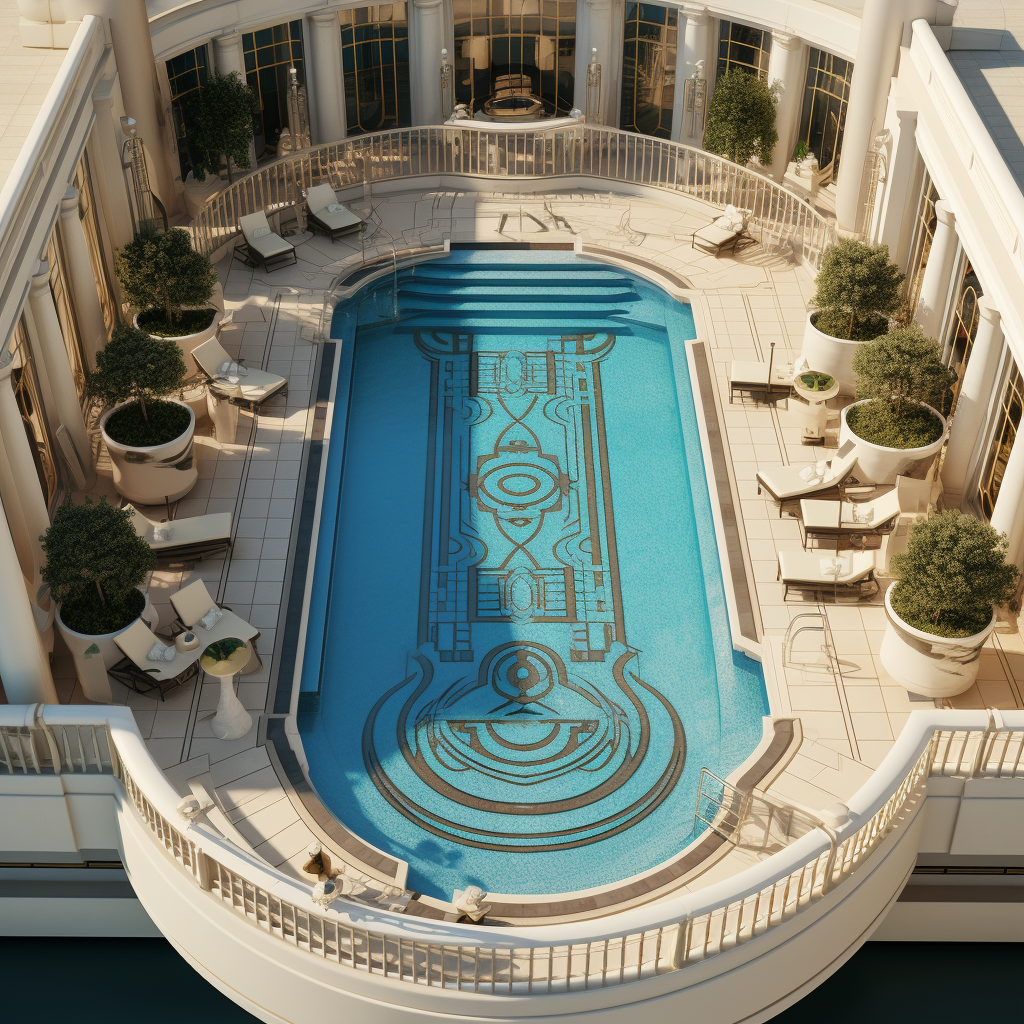 Art Deco pool on terrace