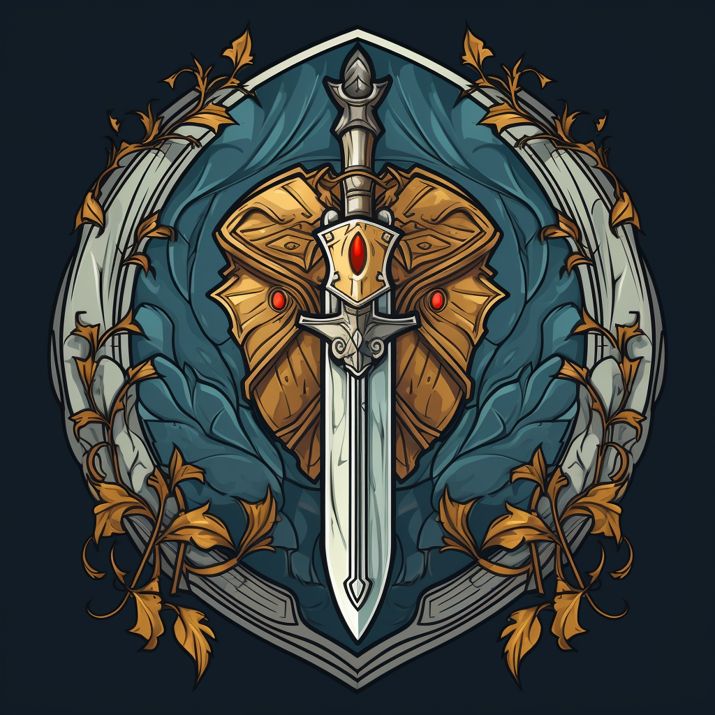 Art Deco Sword and Shield Illustration