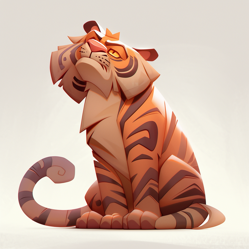 Art Deco Tiger Character in Expressive Style