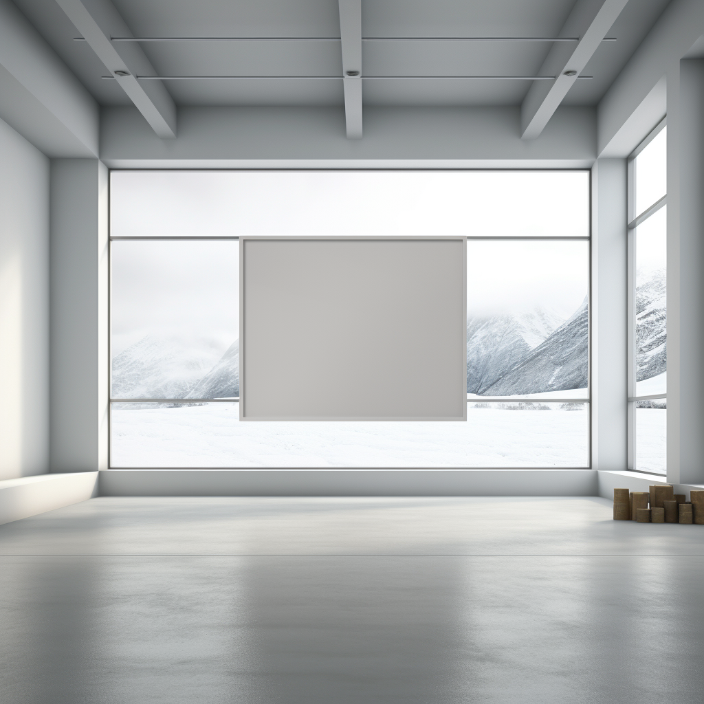 Art Gallery White Floor Grey Wall Minimalistic