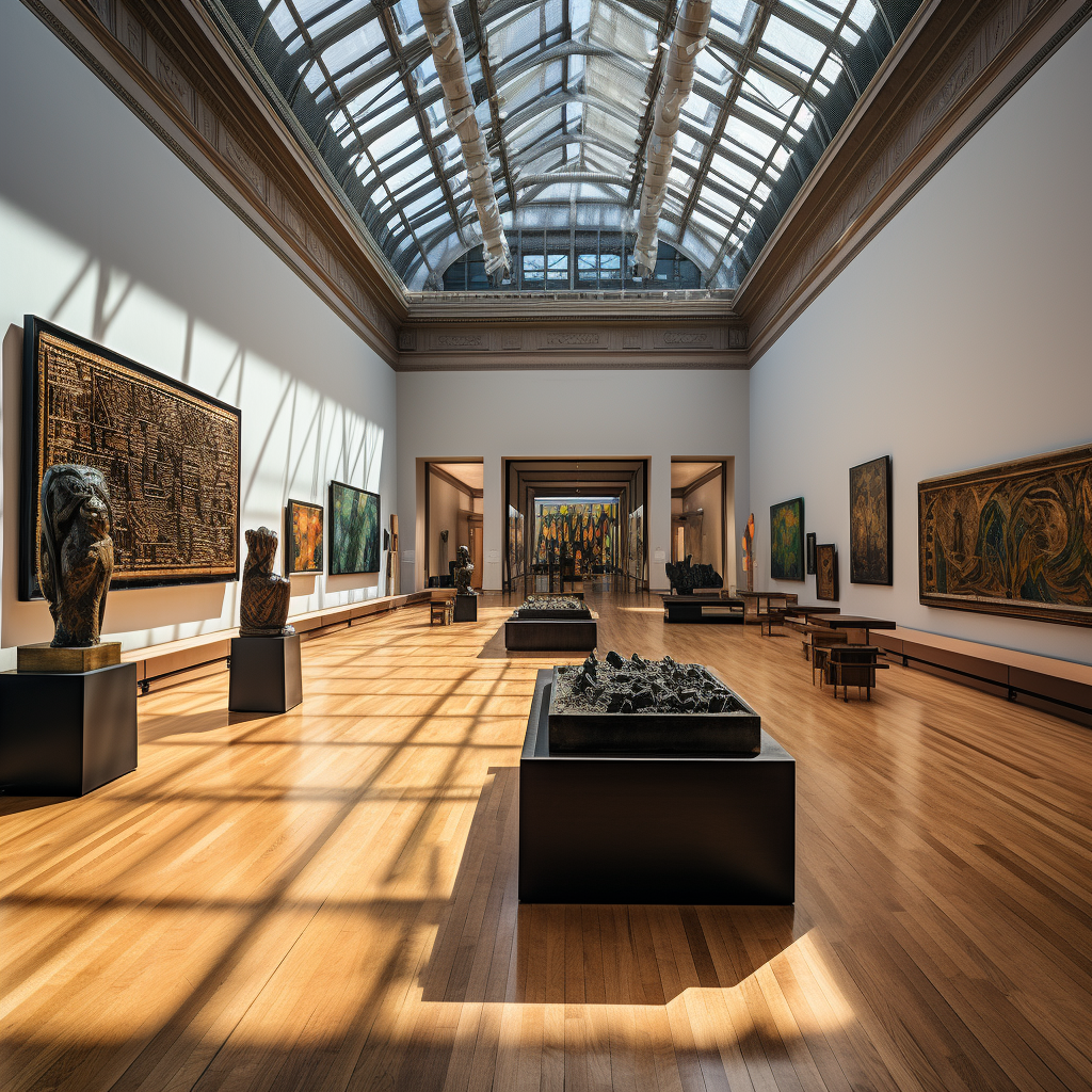 Diverse Artworks in Art Institute Interior