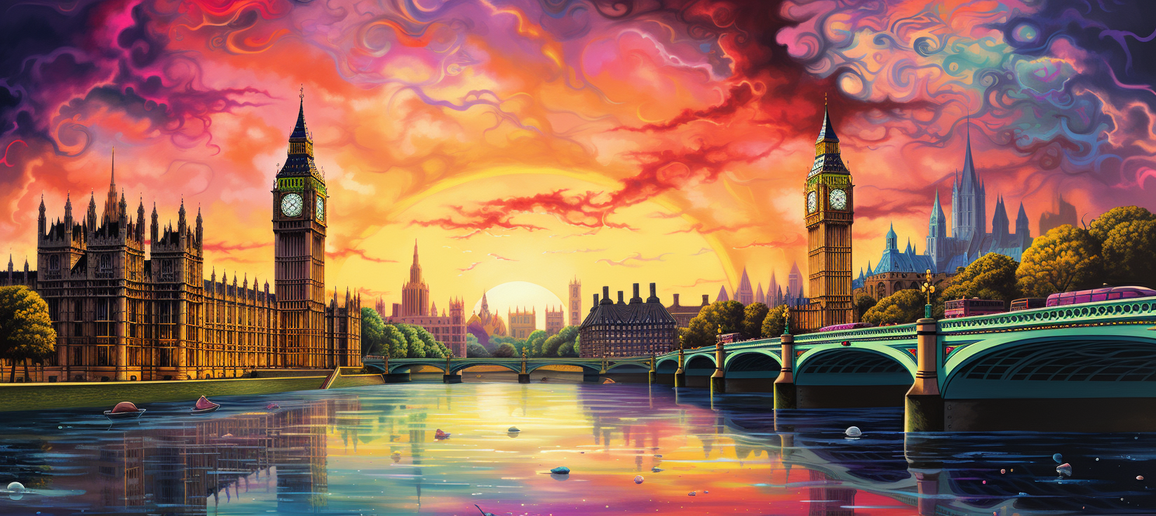 Art Nouveau Lisa Frank London Landscape