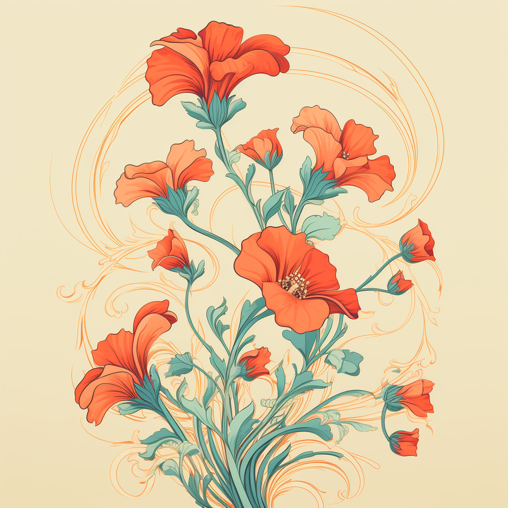 Simple Floral Art Nouveau Poster