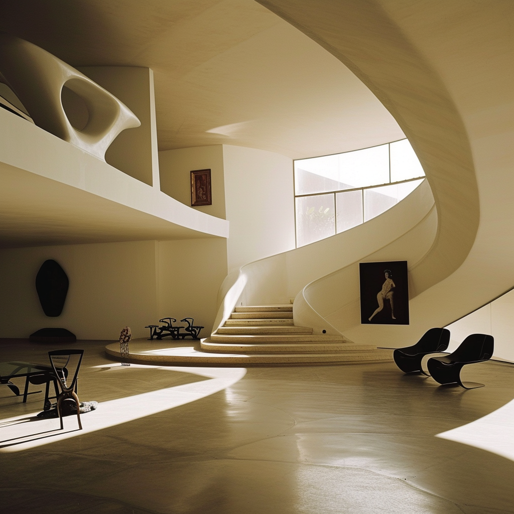 Art space with Oscars Niemeyer and Corbusier