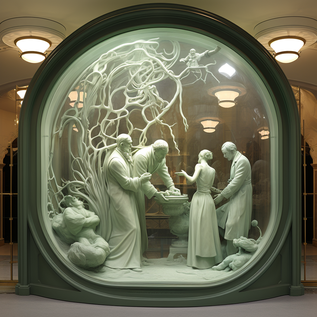 Woman enclosed in exquisite frosted glass cube