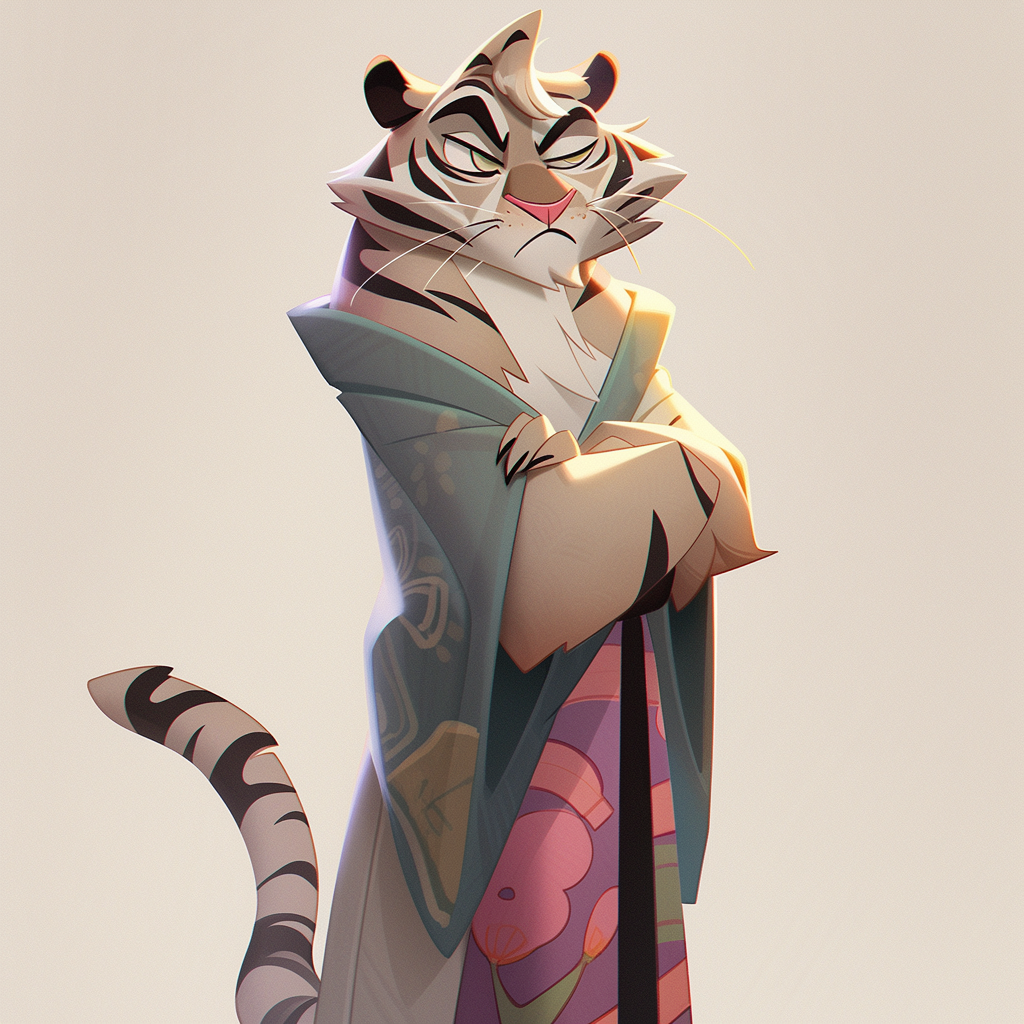 Art Deco tiger fursona illustration