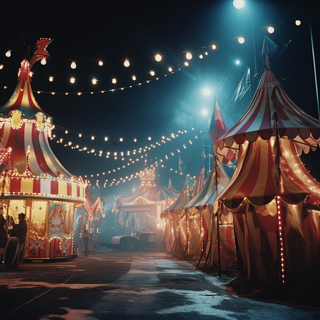 Mesmerizing circus lights at night